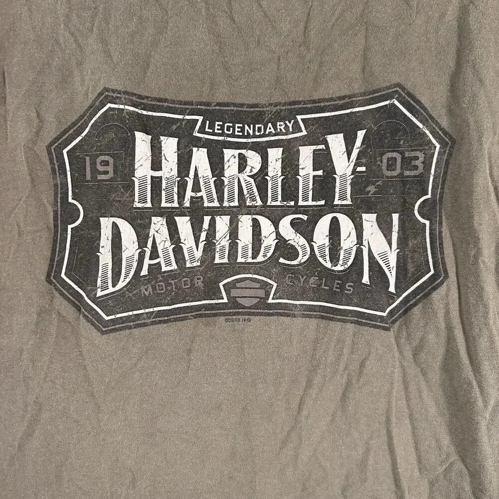 Vintage Harley Davidson Tank Top Men's Large Green Cut Off Twister City - Picture 4 of 12